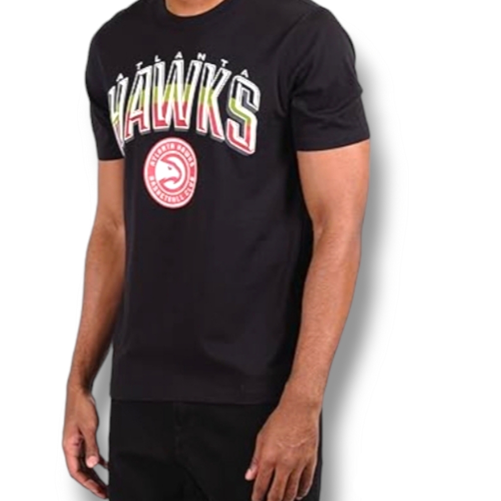 NBA Ultra Game Men's Atlanta Hawks tee shirt New With Tags black red and gold L. - Picture 3 of 7